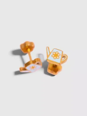 Pierced Co Watering Can Screwback Earrings