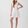 Pintuck Drop-Waist Mini Dress