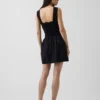 Pintuck Drop-Waist Mini Dress