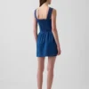 Pintuck Drop-Waist Mini Dress