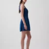 Pintuck Drop-Waist Mini Dress