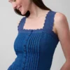 Pintuck Drop-Waist Mini Dress