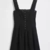 Pintuck Drop-Waist Mini Dress