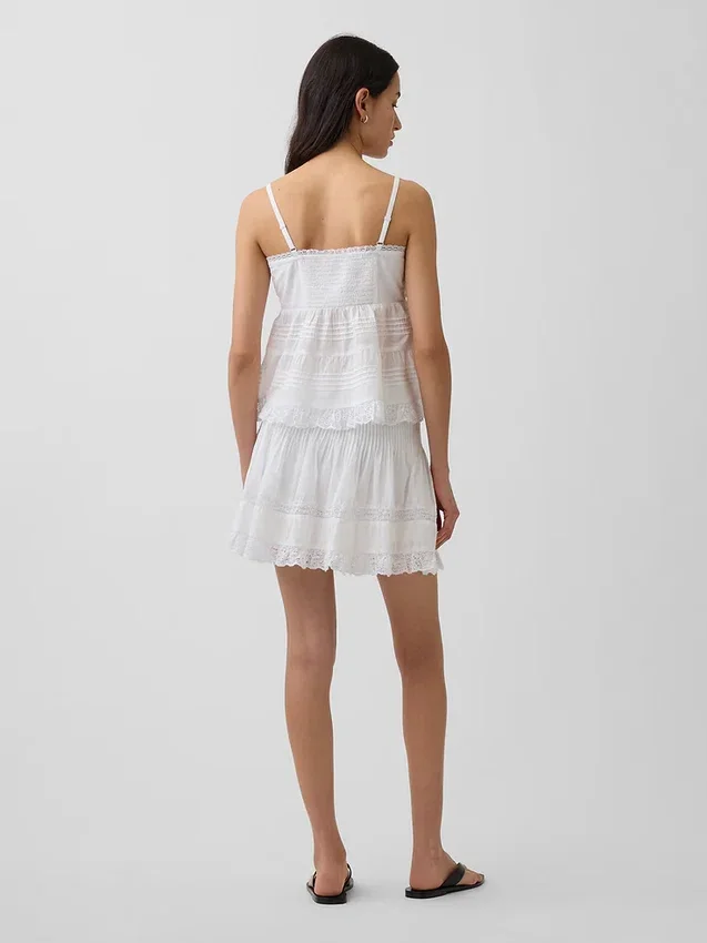 Pintuck Lace-Trim Easy Mini Skort
