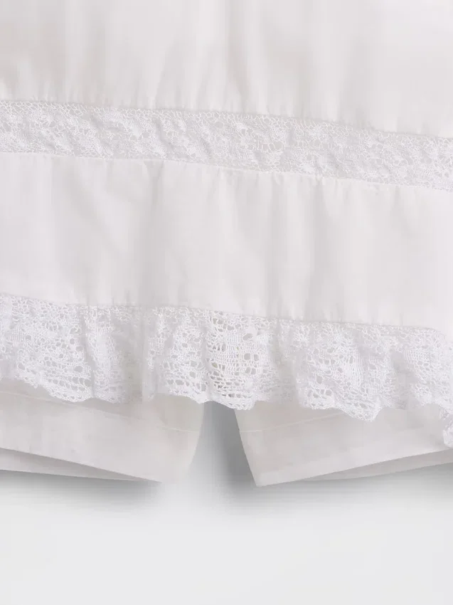 Pintuck Lace-Trim Easy Mini Skort