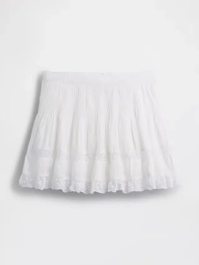 Pintuck Lace-Trim Easy Mini Skort