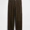 Plaid Canvas Baggy Jeans