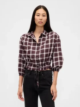 Plaid Tie-Waist Top