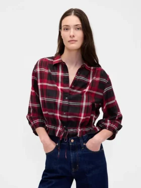 Plaid Tie-Waist Top