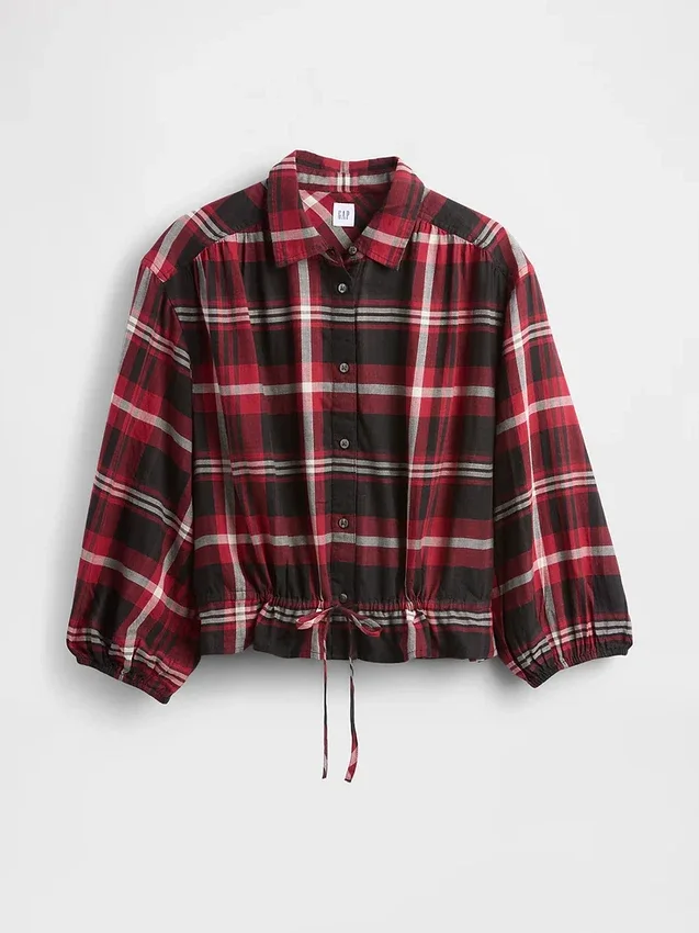 Plaid Tie-Waist Top