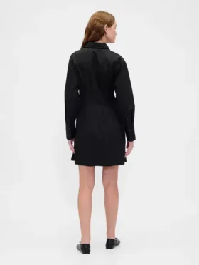 Pleated Mini Shirtdress