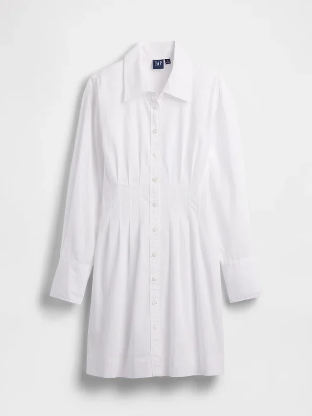 Pleated Mini Shirtdress
