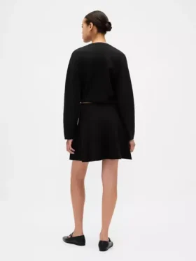 Pleated Mini Sweater Skirt