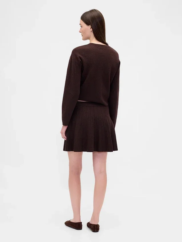 Pleated Mini Sweater Skirt