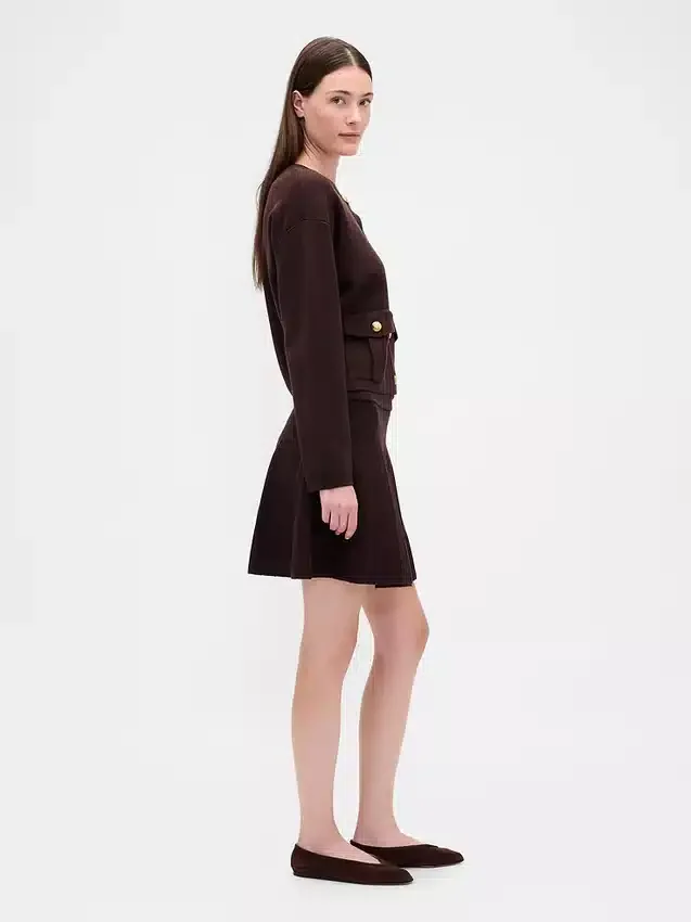 Pleated Mini Sweater Skirt