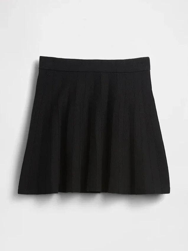 Pleated Mini Sweater Skirt