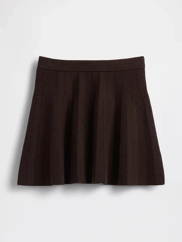 Pleated Mini Sweater Skirt