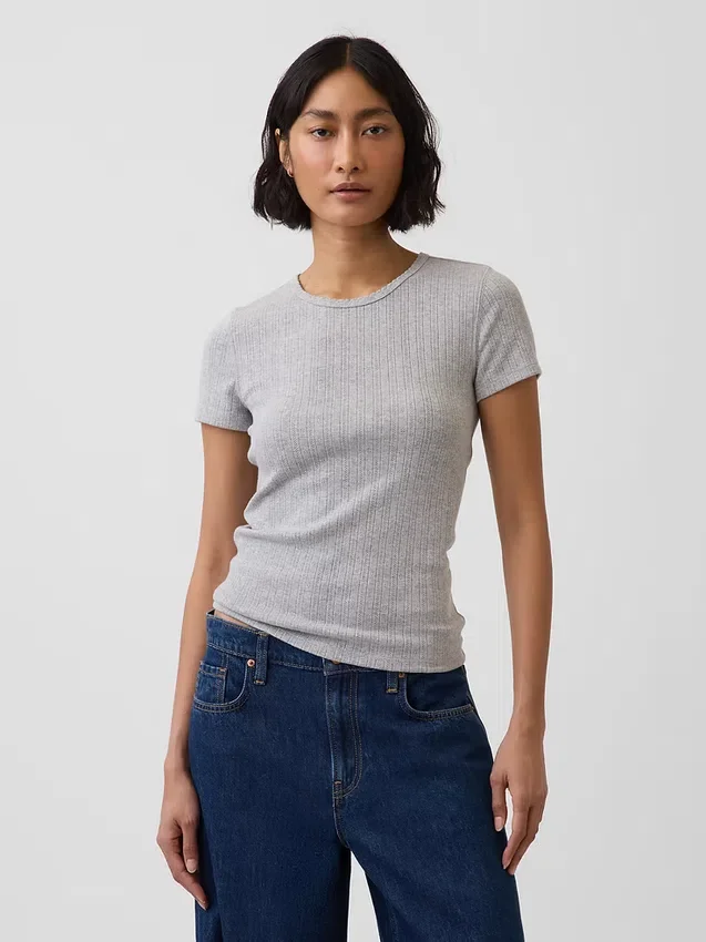 Pointelle Crewneck T-Shirt