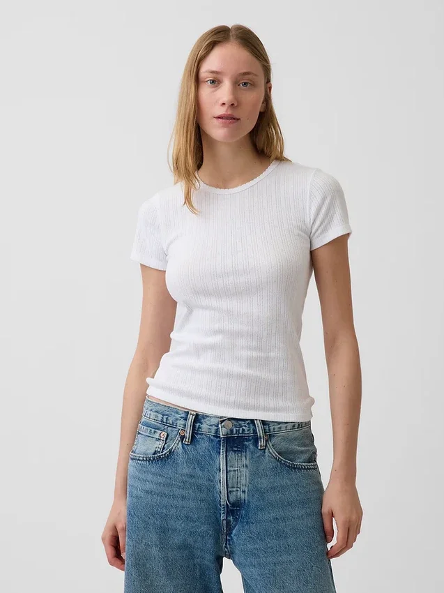Pointelle Crewneck T-Shirt