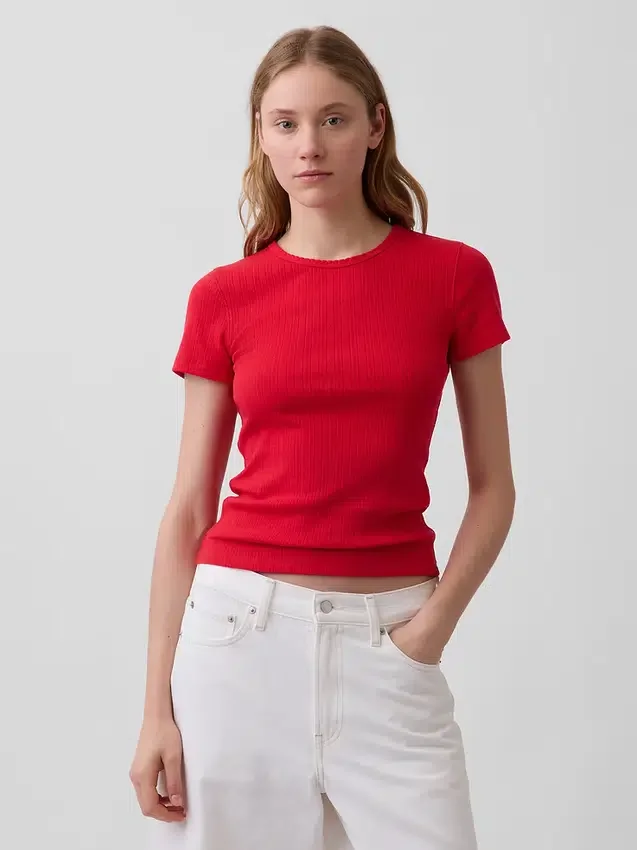 Pointelle Crewneck T-Shirt