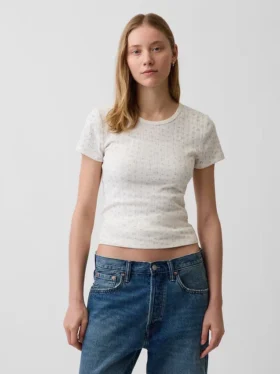 Pointelle Crewneck T-Shirt