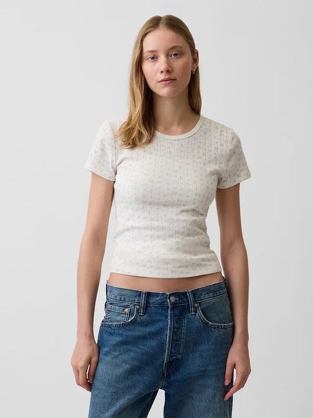 Pointelle Crewneck T-Shirt
