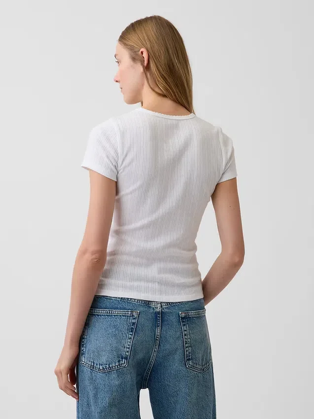 Pointelle Crewneck T-Shirt
