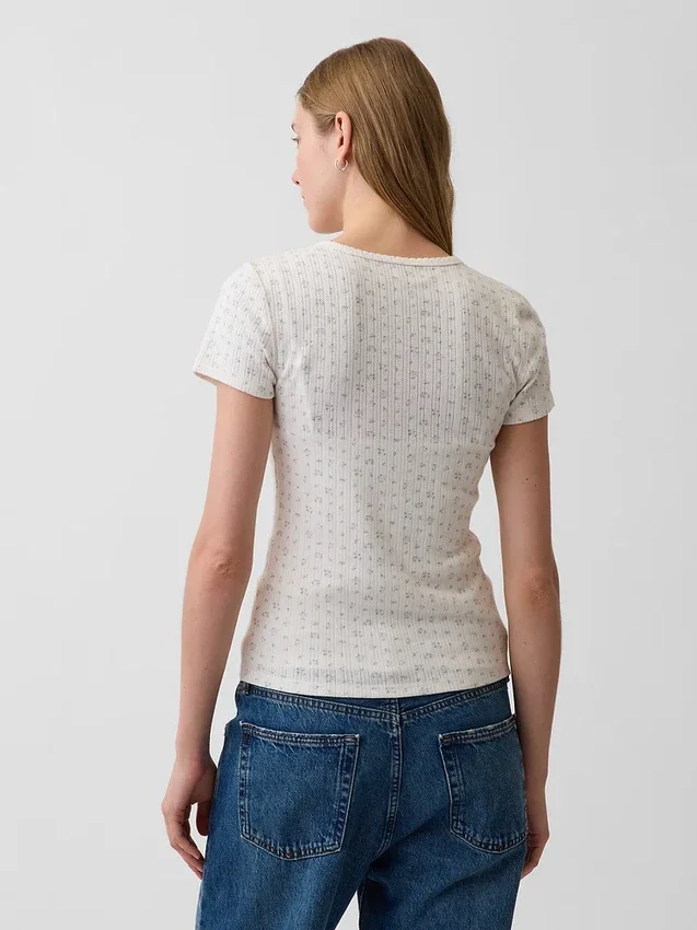 Pointelle Crewneck T-Shirt