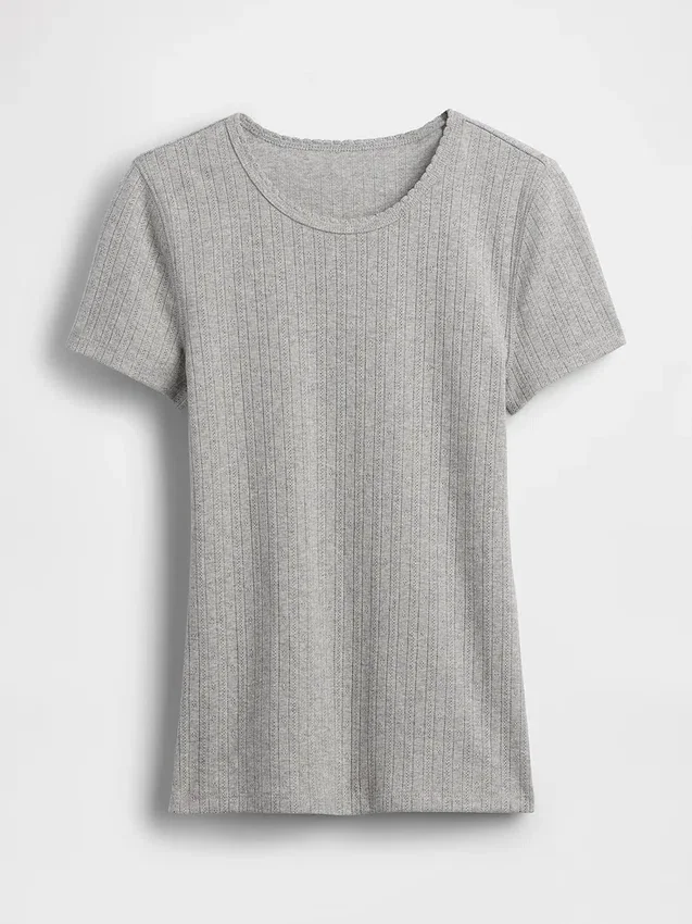 Pointelle Crewneck T-Shirt