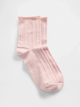 Pointelle Half Crew Socks