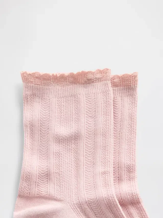 Pointelle Half Crew Socks