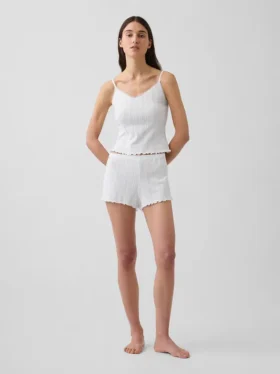 Pointelle Lettuce-Hem Pj Shorts