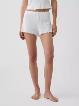 Pointelle Lettuce-Hem Pj Shorts
