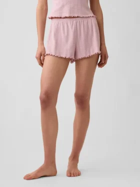Pointelle Lettuce-Hem Pj Shorts