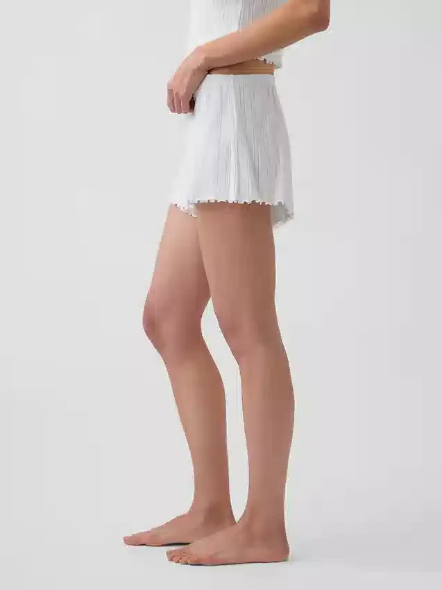 Pointelle Lettuce-Hem Pj Shorts
