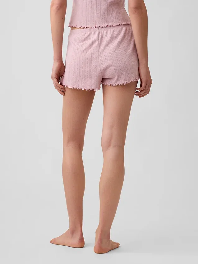 Pointelle Lettuce-Hem Pj Shorts
