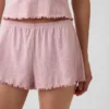 Pointelle Lettuce-Hem Pj Shorts