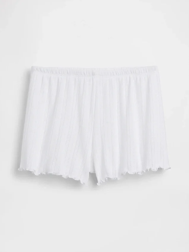 Pointelle Lettuce-Hem Pj Shorts