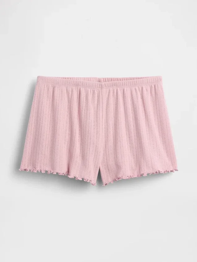 Pointelle Lettuce-Hem Pj Shorts