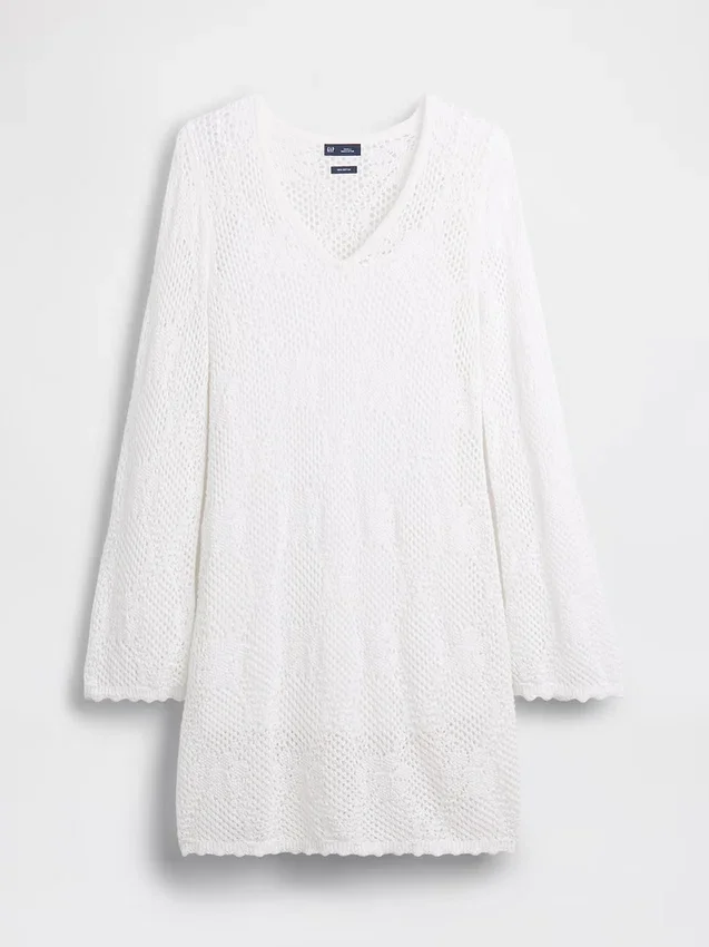 Pointelle Mini Sweater Dress