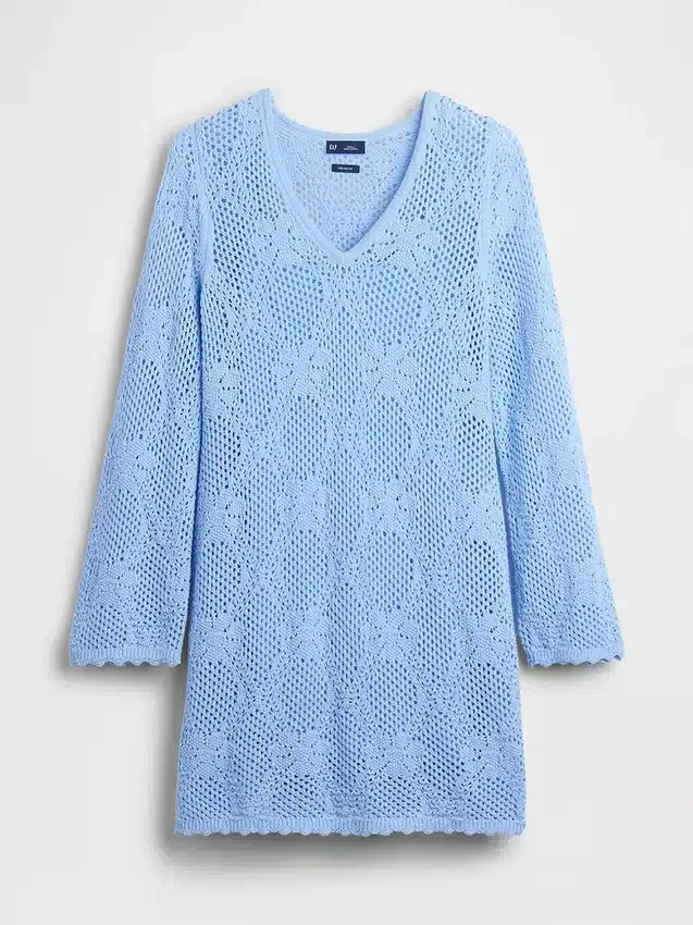 Pointelle Mini Sweater Dress