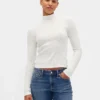 Pointelle Rib Crop Turtleneck