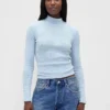 Pointelle Rib Crop Turtleneck