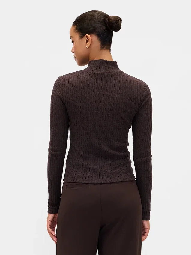 Pointelle Rib Crop Turtleneck