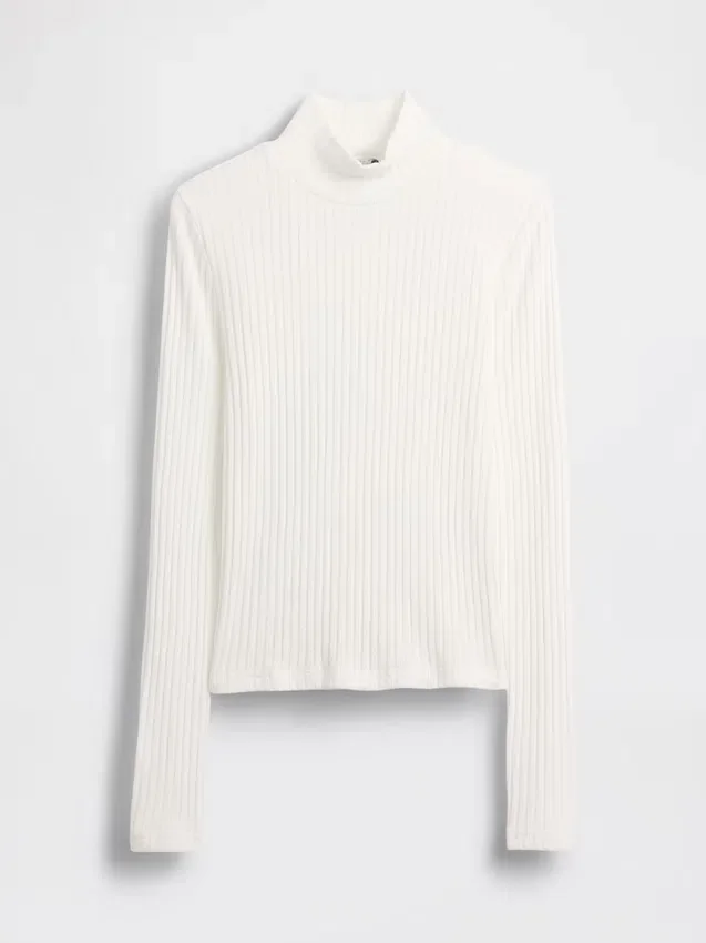 Pointelle Rib Crop Turtleneck