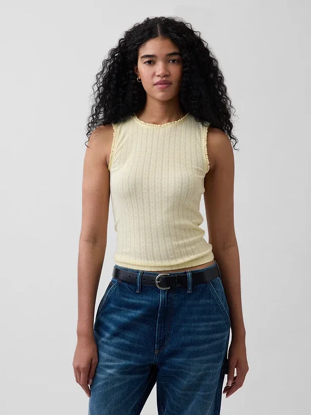 Pointelle Shell Tank Top