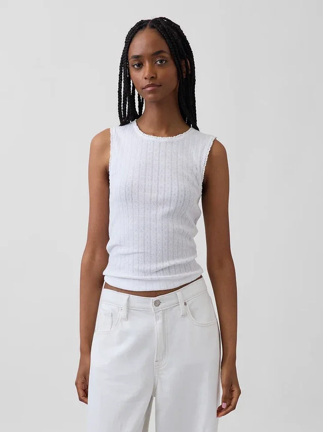 Pointelle Shell Tank Top