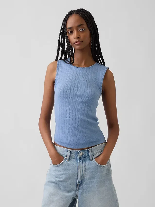 Pointelle Shell Tank Top