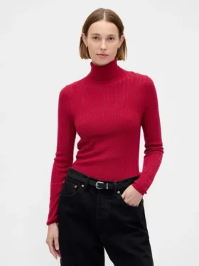 Pointelle Turtleneck Sweater