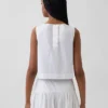 Poplin Boatneck Shell Tank Top